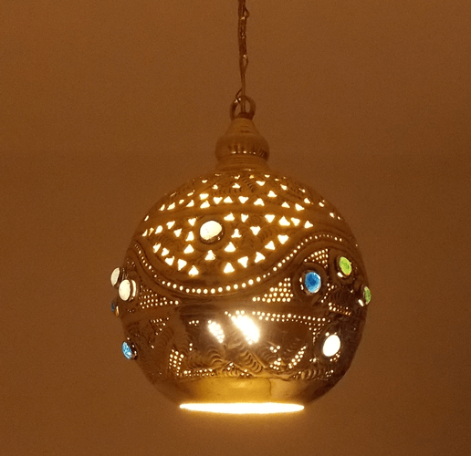 Ball Shaped Brass Moroccan jeweled Ceiling Lamp Shades